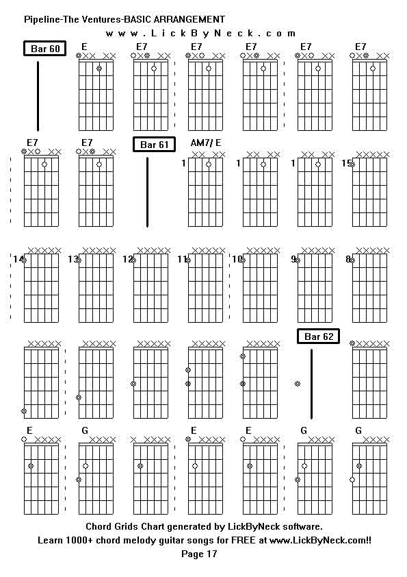 Chord Grids Chart of chord melody fingerstyle guitar song-Pipeline-The Ventures-BASIC ARRANGEMENT,generated by LickByNeck software.